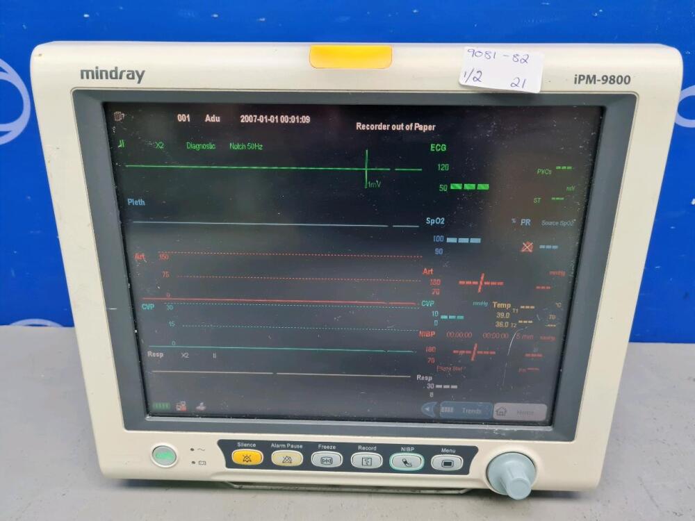 2 x Mindray iPM-9800 Patient Monitor