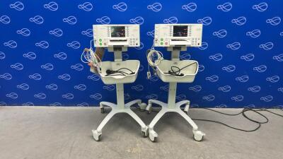 2 x Huntleigh Sonicaid FM800 Encore Foetal Monitors on rollstands