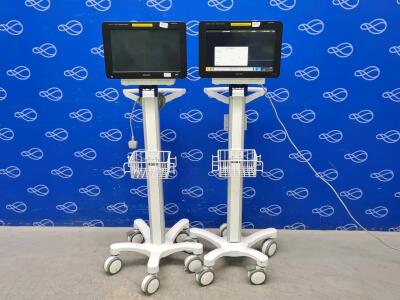 2 x Philips IntelliVue MX550 Patient Monitor on Rollstand