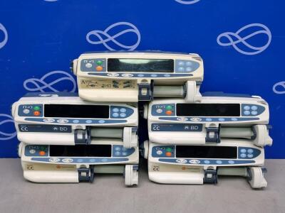 2 x Alaris Guardrails Plus CC Syringe Driver, 2 x Alaris CC Syringe Drive and 1 x Ascena CC Syringe Driver