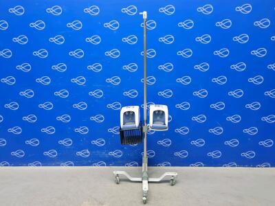 2 x Fisher and Paykel Airvo 2 Humidifer on 1 x Drip Stand