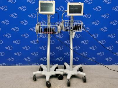2 x Welch Allyn ProPaq CS 242 Patient Monitor on Rollstand