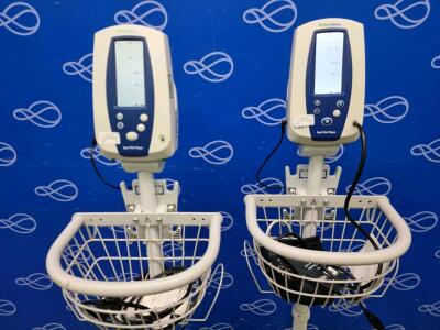 2 x Welch Allyn 42N0B Spot Vital Signs Monitor on Rollstand