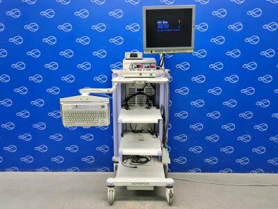 Olympus OES UHI-3 Insufflator with Olympus MH-317 Footswitch on Olympus WM-NP1 Stack Trolley