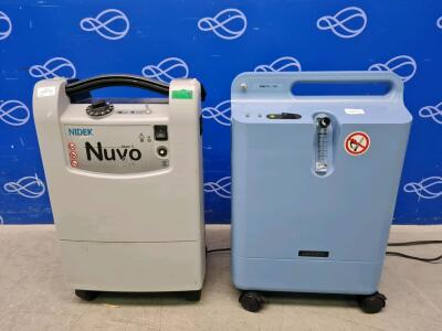 1 x Respironics EverFlo OPI and 1 x Nidek Nuvo Lite Mark 5 Oxygen Concentrator