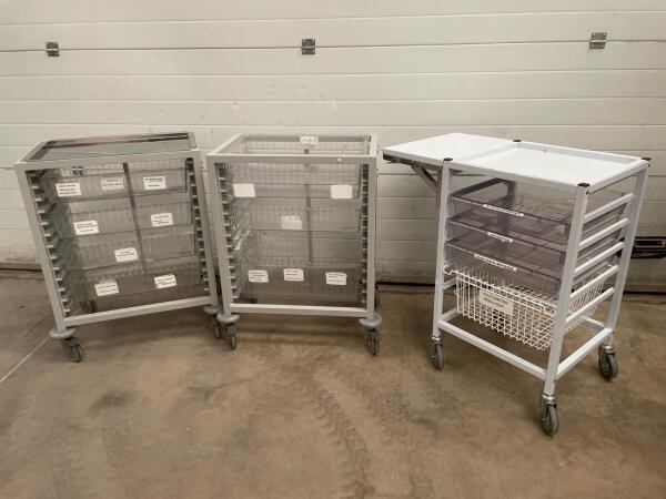 3 x Gratnells Trolleys