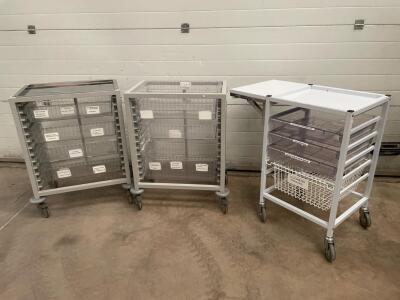 3 x Gratnells Trolleys