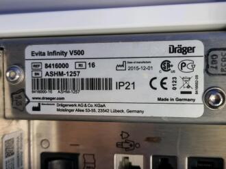 Draeger Evita Infinity V500 Ventilator with Infinity C500 Monitor on Trolley - 3