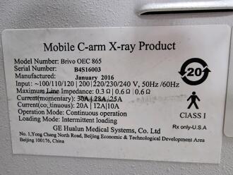 GE Brivo Plus OEC 865 C-Arm Image Intensifier - HDD removed - 9