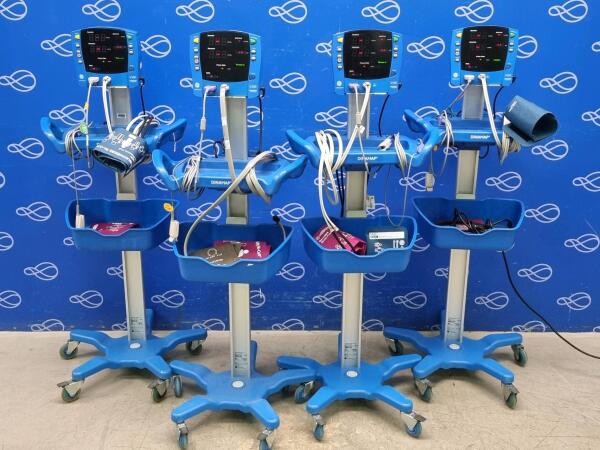 4 x GE Carescape V100 Dinamap Vital Signs Monitor on Rollstand