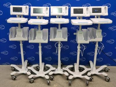 5 x Welch Allyn Connex Monitor and Welch Allyn Accessory Power Management Unit on Rollstand