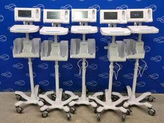5 x Welch Allyn Connex Monitor and Welch Allyn Accessory Power Management Unit on Rollstand