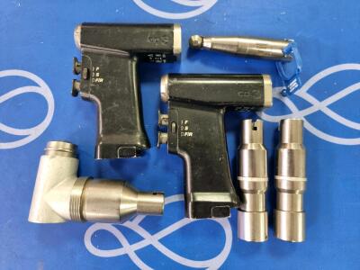 2 x Stryker CD3 Cordless Driver Handpiece & Assorted Stryker Attachments