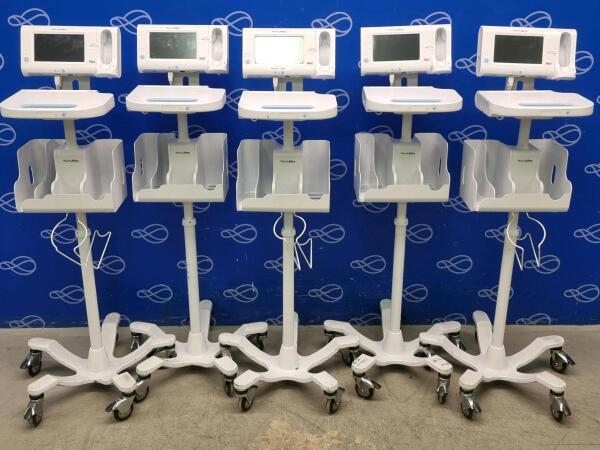 5 x Welch Allyn Connex Monitor and Welch Allyn Accessory Power Management Unit on Rollstand