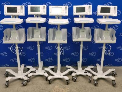 5 x Welch Allyn Connex Monitor and Welch Allyn Accessory Power Management Unit on Rollstand