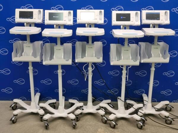 5 x Welch Allyn Connex Monitor and Welch Allyn Accessory Power Management Unit on Rollstand