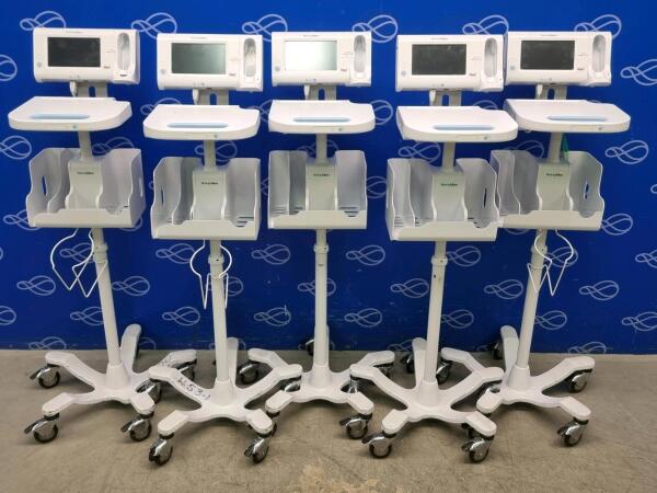5 x Welch Allyn Connex Monitor and Welch Allyn Accessory Power Management Unit on Rollstand