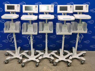 5 x Welch Allyn Connex Monitor and Welch Allyn Accessory Power Management Unit on Rollstand