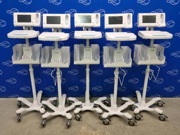 5 x Welch Allyn Connex Monitor and Welch Allyn Accessory Power Management Unit on Rollstand