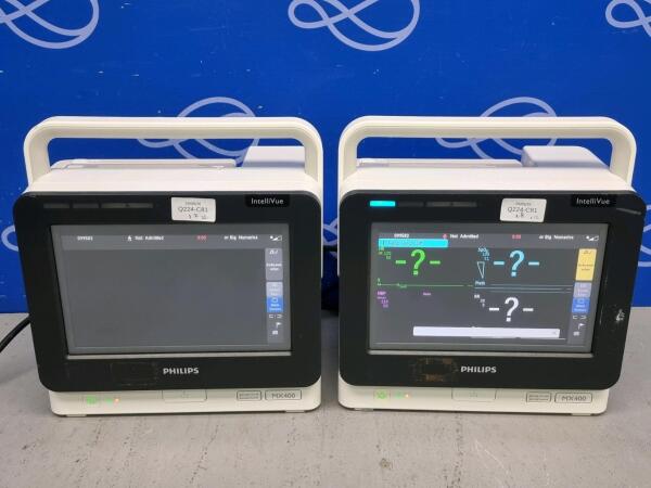 2 x Philips Intellivue MX400 Patient Monitor and 2 x Philips Intellivue X2 Transport Monitor