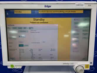 Draeger Babylog VN500 Ventilator & Infinity C500 Monitor on Trolley - 4