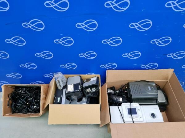 7 x ResMed Lumis 150 VPAP ST-A, 4 x ResMed AirSense 10 Elite CPAP, 2 x ResMed AirSense 11 Autoset CPCP, 1 x Philips Respironics BiPAP A40 and 1 x Philips Respironics REMstar C-Flex CPAP