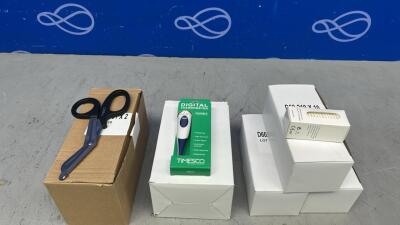 1 Box Utility Scissors, 10 x Timesco Digital Thermometers, 3 boxes Timesco Thermometer Probe Covers - Boxed and Packaged as new
