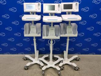 3 x Welch Allyn Connex Monitor and Welch Allyn Accessory Power Management Unit on Rollstand