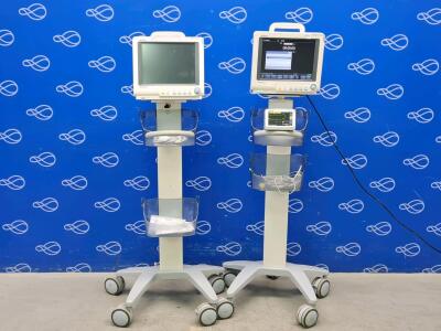 2 x Mindray BeneView T5 Patient Monitor on Rollstand