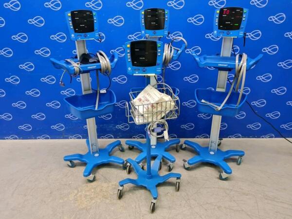 4 x GE Carescape Dinamap V100 Vital Signs Monitor on Rollstand