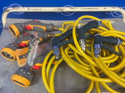 3 x Hozelock & 3 x Dyros Spray Guns with Hoses