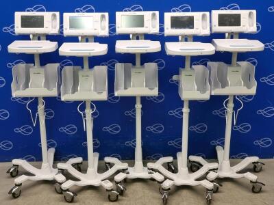 5 x Welch Allyn Connex Monitor and Welch Allyn Accessory Power Management Unit on Rollstand