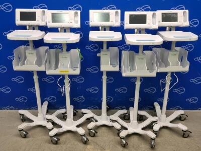 5 x Welch Allyn Connex Monitor and Welch Allyn Accessory Power Management Unit on Rollstand