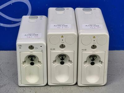 2 x Mindray CO2 Gas Module P/N 115-011185-00 and 1 x Mindray Gas Module P/N 115-011036-00