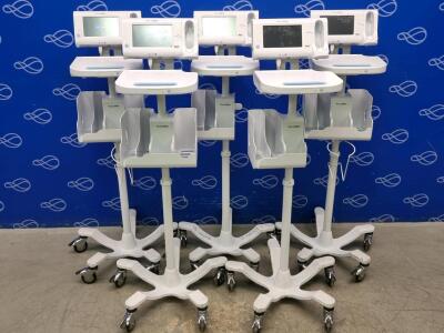 5 x Welch Allyn Connex Monitor and Welch Allyn Accessory Power Management Unit on Rollstand