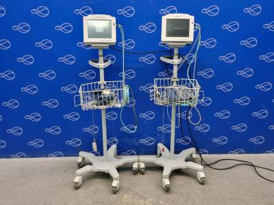 2 x Huntleigh Smartsigns Compact 750 Vital Signs Monitor on Rollstand