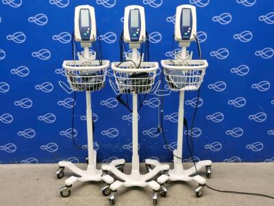 3 x Welch Allyn Spot Vital Signs Monitor on Rollstand