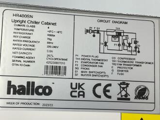 2 x Hallco HR400SN Upright Refrigerators & 1 x HF400SN Upright Freezer - 2