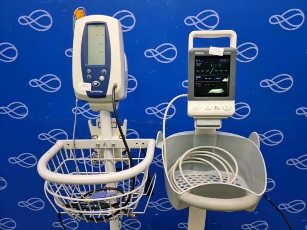 Welch Allyn 42N0B Spot Vital Signs Monitor & Mindray VS-600 Vital Signs Monitor on 2 x Rollstand