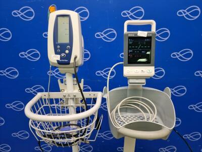 Welch Allyn 42N0B Spot Vital Signs Monitor & Mindray VS-600 Vital Signs Monitor on 2 x Rollstand
