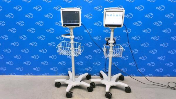 2 x GE Carescape B450 Patient Monitors on Rollstands