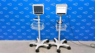 2 x GE Carescape B450 Patient Monitors on Rollstands