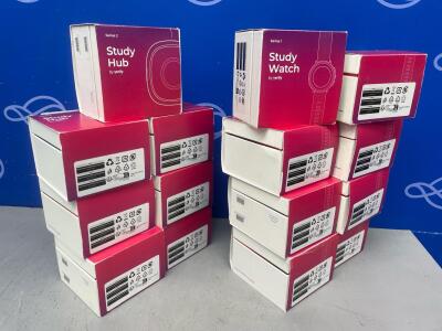 8 x Verily Series 1 Study Watches & 7 x Verily Series 2 Study Hubs (boxed)