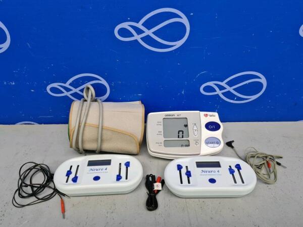 2 x Nuromed Neuro 4 Advanced Stimulation System and 1 x Omron M7 IntelliSense Blood Pressure Monitor with Hose and Cuff