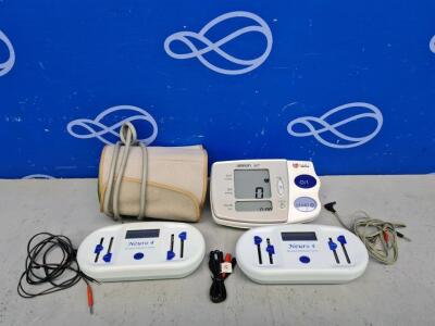 2 x Nuromed Neuro 4 Advanced Stimulation System and 1 x Omron M7 IntelliSense Blood Pressure Monitor with Hose and Cuff