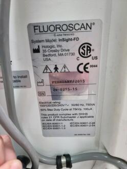 Hologic Fluoroscan Insight Mini C-Arm Image Intensifier - No HDD - 8