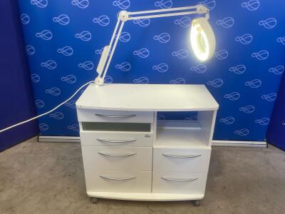 Wooden Wheeled 6-Drawer Cabinet - Powered with Light