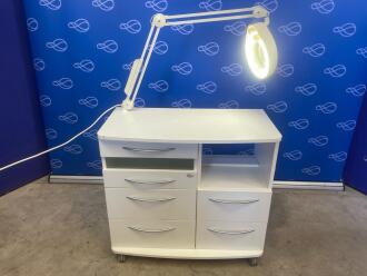 Wooden Wheeled 6-Drawer Cabinet - Powered with Light