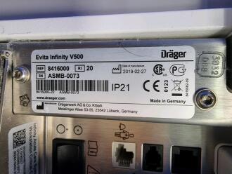 Draeger Evita Infinity V500 Ventilator with Infinity C500 Monitor on Trolley - 3
