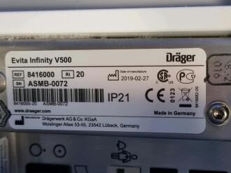 Draeger Evita Infinity V500 Ventilator with Infinity C500 Monitor on Trolley - 3